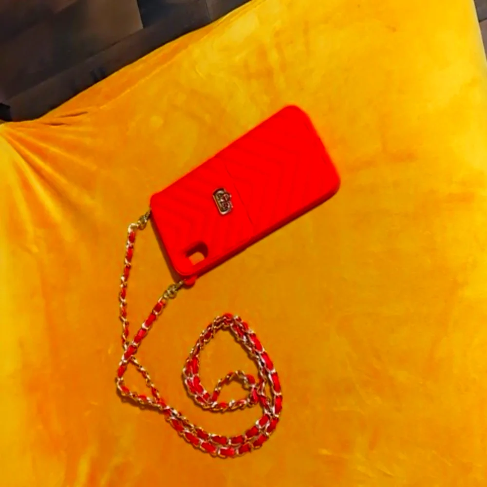 LUVI red iPhone XR Wallet Case with next drop crossbody chain